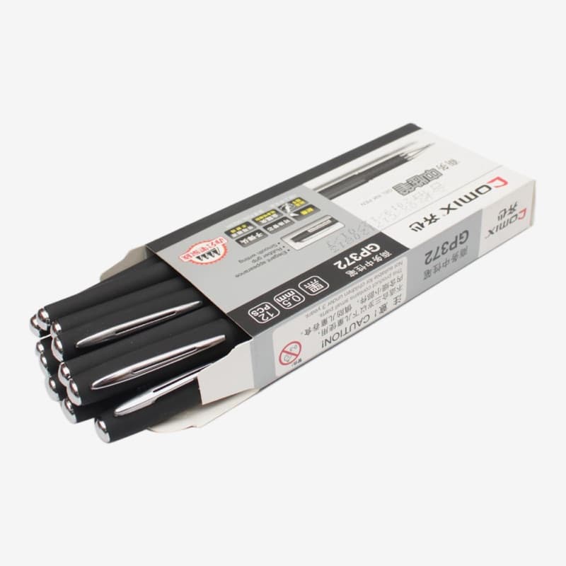 Black Color Comix Gel Ink Pen Pack Of 12