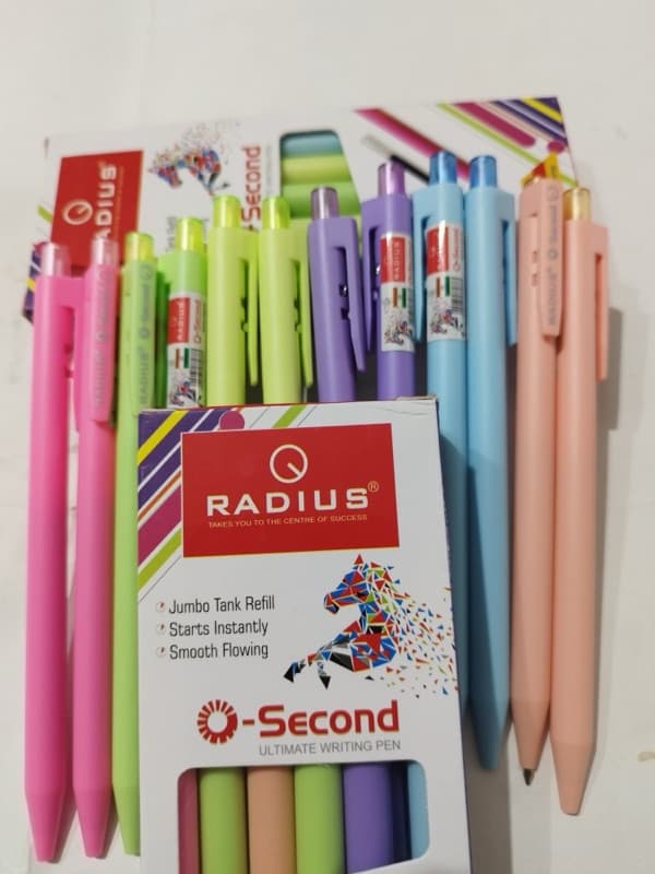 Radius Colorful Ball Pen Black/ Blue Ink 12 Pcs Set