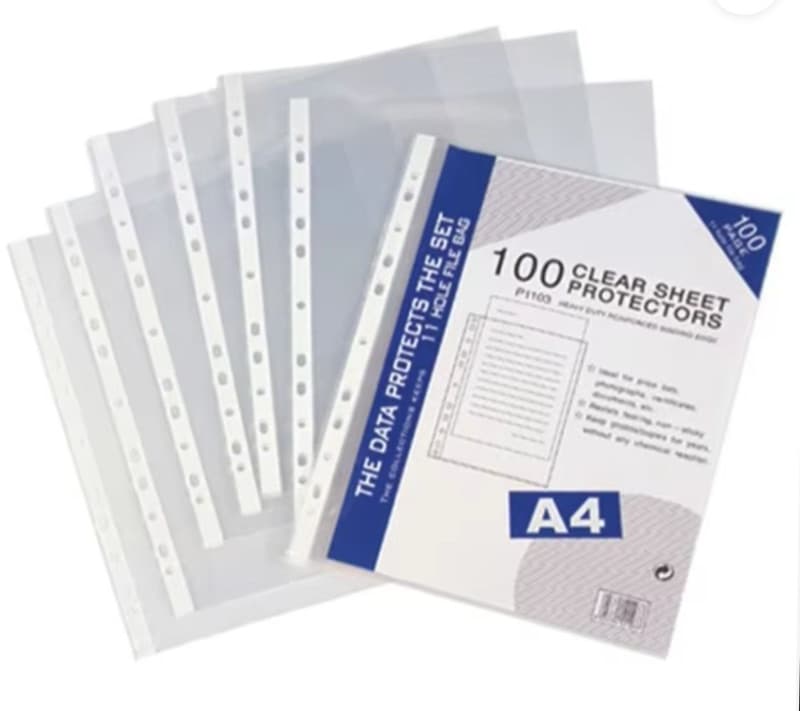 11 hole Protector Sheets Thick / Clear Sheets To Keep Documents Inside File 100 Pcs Pack