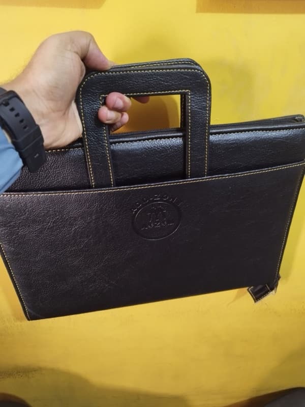 Adzone 60 Pocket B4 Size Leather Document File Bag With adjustable Handle