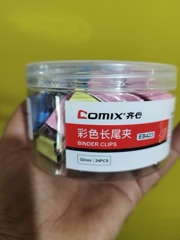 Binders Clips Colourful Comix 32 Mm 24 Pcs Box