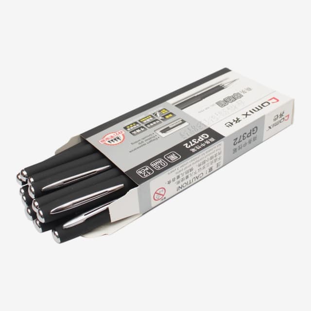 Black Color Comix Gel Ink Pen Pack Of 12