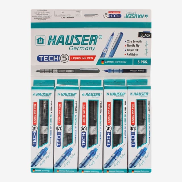Black Hauser Germany Tech 5 Liquide Ink Pen Pack Of 5 Pcs