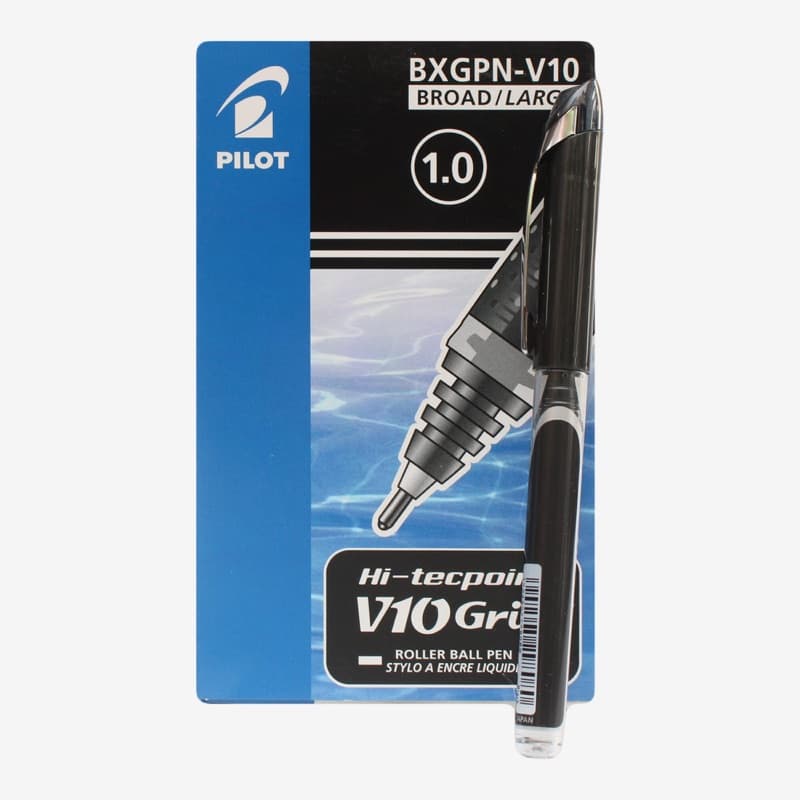 Black Pilot Hi-TechPoint V10 Grip Roller Ball Pen Pack Of 12 Pcs