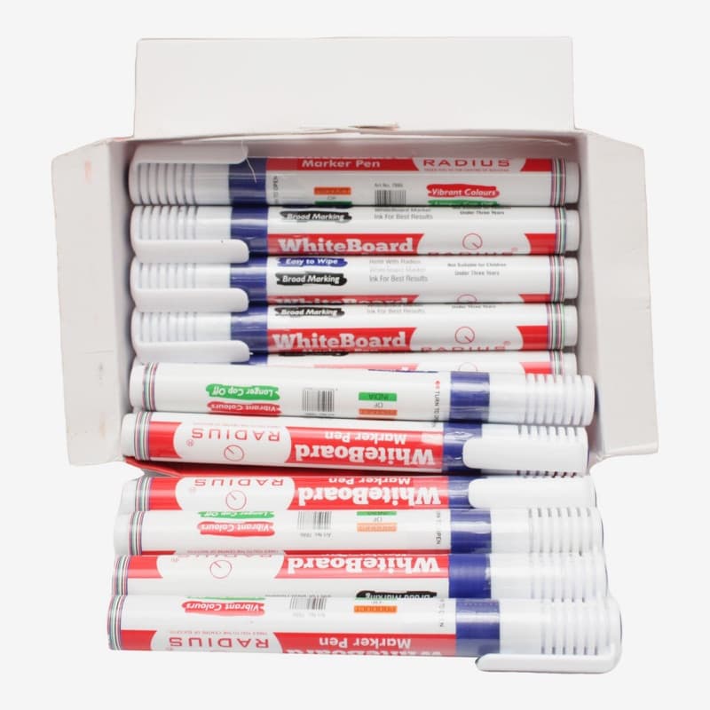 Multicolor Color Radius Whiteboard Marker Pen (Red Ink) Pack Of 12