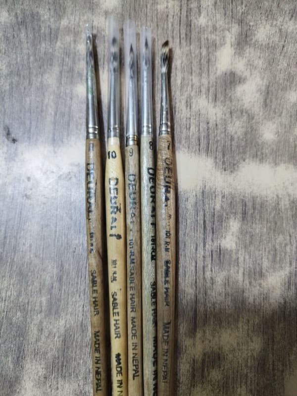 Painting Brush Sable Hair Made In Nepal Size 7,8,9,10,11(5 Pcs Set)