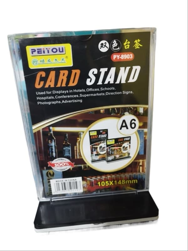 T Shape A6 Size PVC Transparent Qr Stand ( Paper Holder) To display On Table