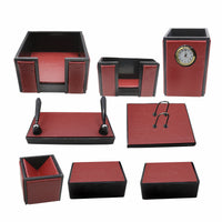 Thumbnail for Senator Rexine Leather Office Desk Organizer 8pcs Set With Watch #20(Mahroon)