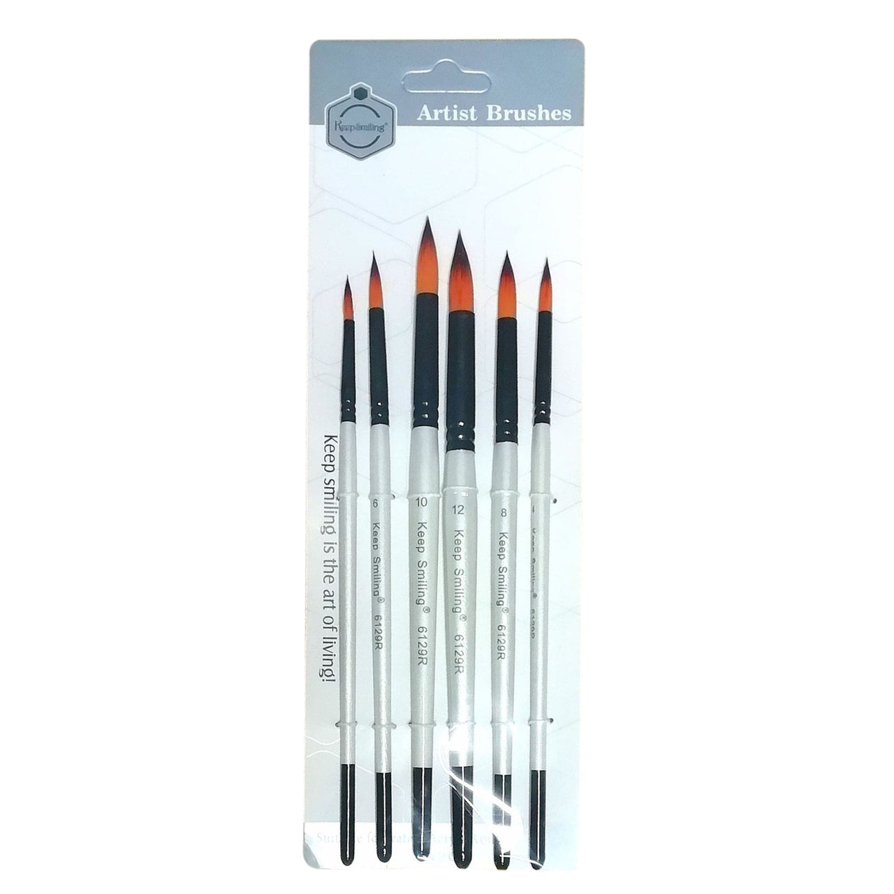 Keep Smiling Round Tip Paint Brush Pack of 6