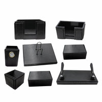 Thumbnail for Senator Rexine Leather Office Desk Organizer 8pcs Set With Watch #20(Black)