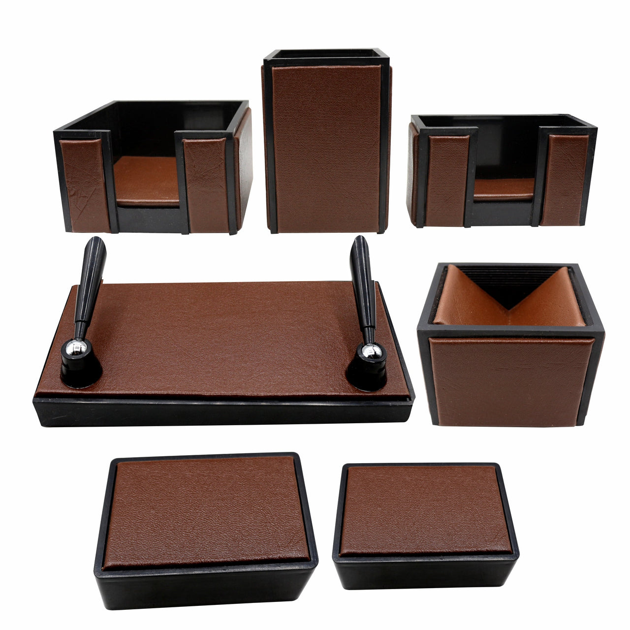 Senator Rexine Leather Desk Organizer 7pcs Set #20(Brown)