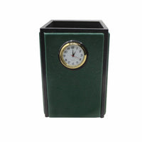 Thumbnail for Senator Rexine Leather Office Desk Organizer 7pcs Set With Watch #20 (Green)