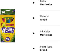Thumbnail for Crayola Long Barrel Colored Pencils Pack of 24 684024