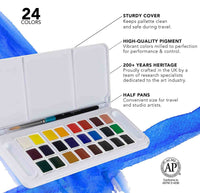 Thumbnail for Daler Rowney Aquafine Watercolor Paint 24 Half Pan Set