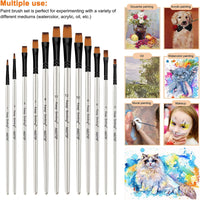 Thumbnail for Keep Smiling Professional Flat Tip Paint Brush Pack Of 12