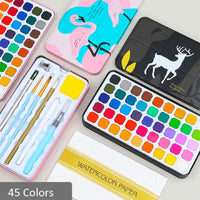 Thumbnail for Flamingo Solid Watercolor Paint Set 45 Pcs