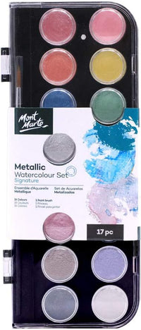 Thumbnail for Mont Marte Signature Metallic Watercolor Paint Set 17 Pcs