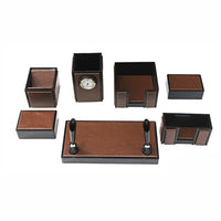 Thumbnail for Senator Rexine Leather Office Desk Organizer 7pcs Set With Watch #20(Brown)