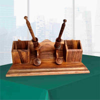 Thumbnail for Wooden Desk Organizer Pen Holder