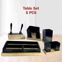 Thumbnail for Wooden Metal Mesh Office Table Set 5 Pc