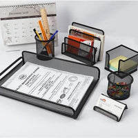 Thumbnail for Table Set Metal Mesh Desk Organizer