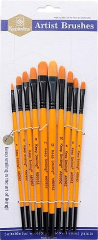 Thumbnail for Artist Brush Filbert 10pcs Nylon Set - Yellow - Keep Smiling
